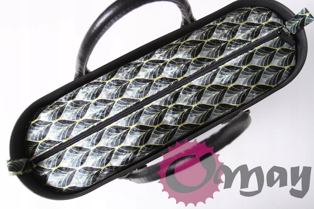 CZARNY organizer OBAG STANDARD szary welur wachlarze 2 kieszenie OMAY