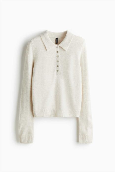 Sweter polo L nowa kolekcja beżowy wełna pulower PROMOCJA