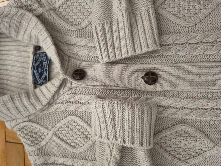 Sweter męski rozpinany , gruby splot