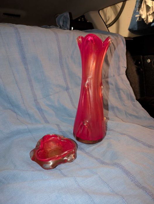 Wazon Popielniczka PRL Szklana Sękacz