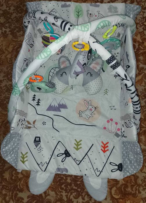 Детский коврик 3в1 (110х100х53см) + 5 игрушек, Ricokids Rabbit / Развивающий коврик для детей