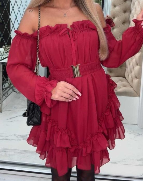 HISZPANKA -sukienka damska z paskiem od excellence rozmiar UNI.