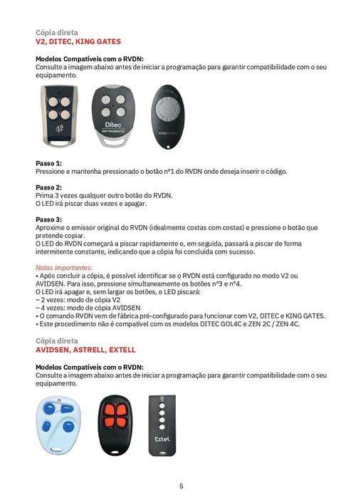 Comando garagem Clika RVDN (4 unidades ou uma a uma)444789381462773764