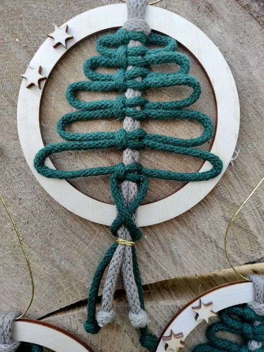 Mała obręcz choinka Makrama stroik Święta