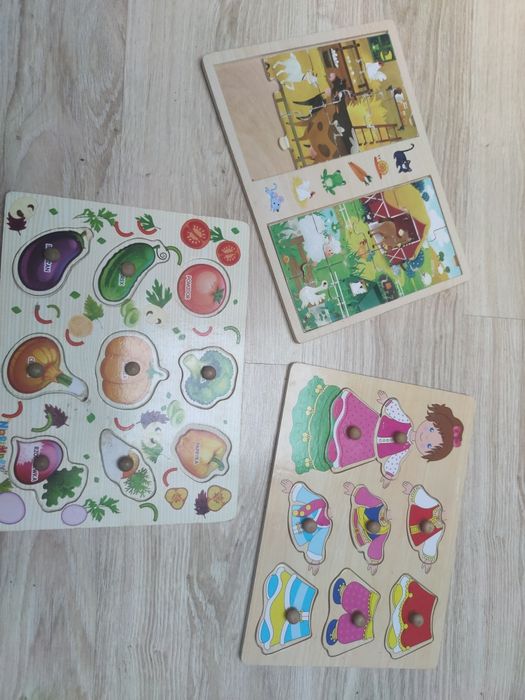 Układanki drewniane, puzzle KOMPLETNE