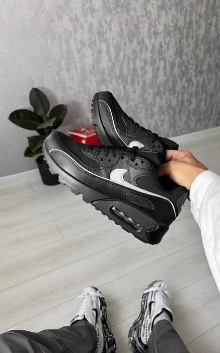 Кросівки Nike Air Max 90 Reflective Black | кроси Найк Аір Макс 90 чорного кольору шкіряні