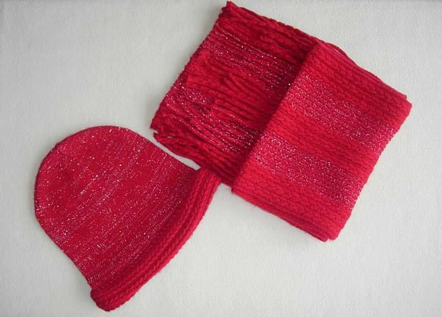 Комплект, шапочка, шарф. Размер универсальный, взрослый