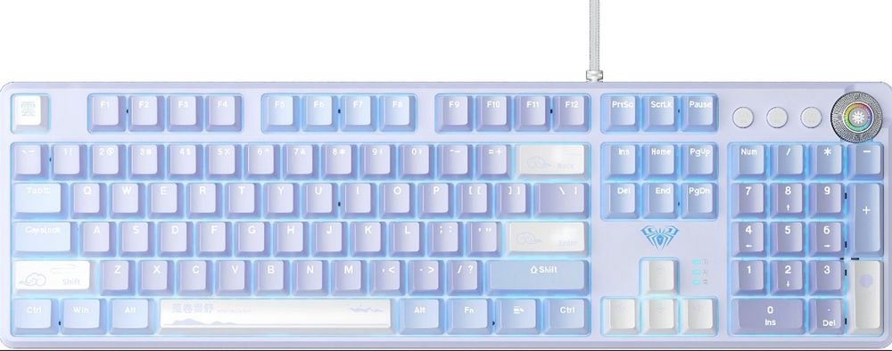 Клавиатура проводная Aula F2088 Pro Mechanical White/Violet + 9 Purple keys