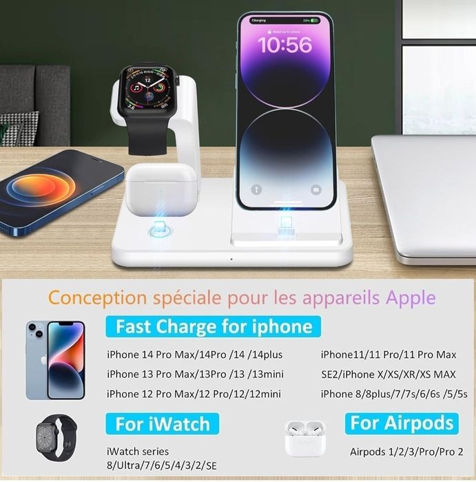 PDKUAI Stacja ładująca 3 w 1 dla wielu urządzeń Apple