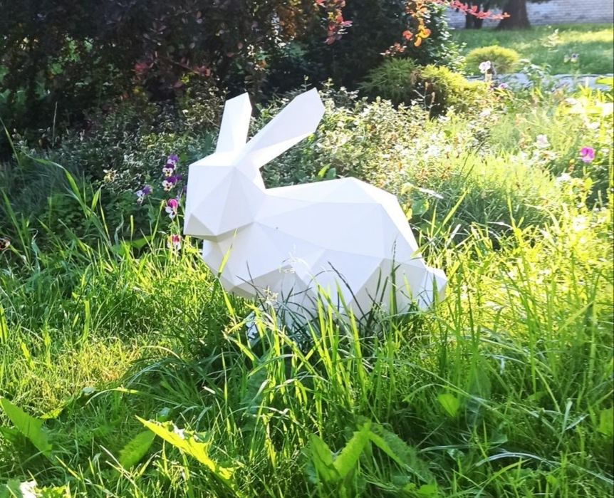 Зайка висота 43 см. скульптура интерьер полигональная фигура заяц крол