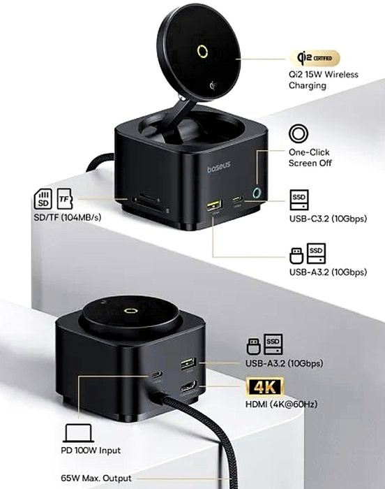 Портативна док станція Baseus MagPro II  7 in 1  HUB