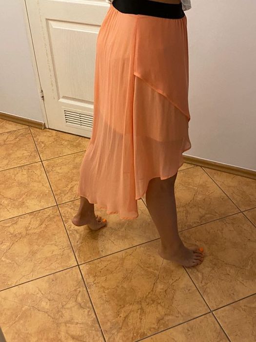 Reserved Spódnica maxi z tiulu tiul szyfon szyfonowa asymetryczna  M