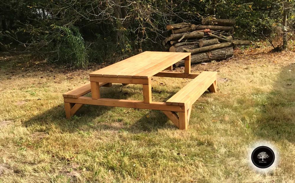 Stół piknikowy XXL, ławka, stół ogrodowy solidny, stolik 200x180cm