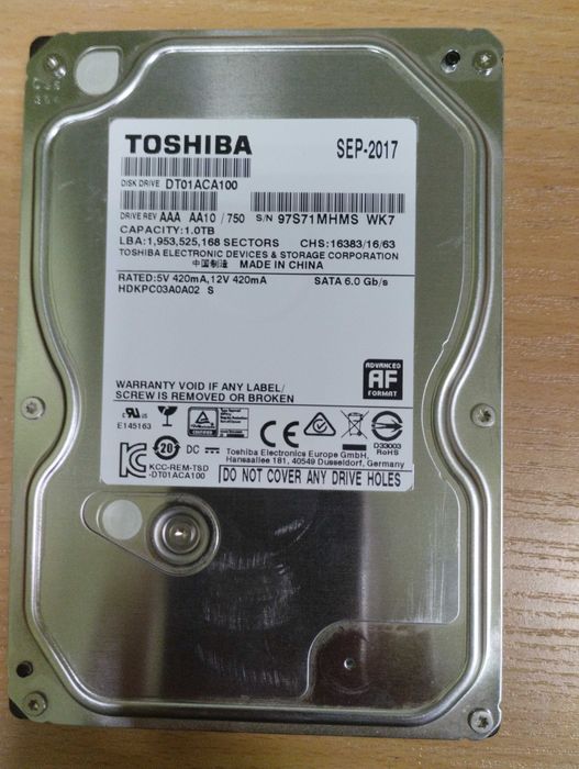 Жесткий диск Toshiba 1TB 7200rpm