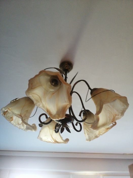 Żyrandol 5 ramienny mosiądz