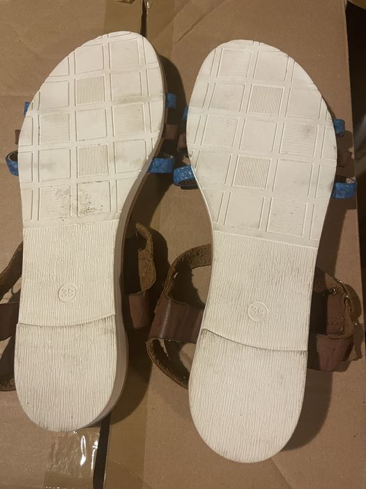 Va Bene lekkie wygodne sandały 38 skórzane niebieskie brązowe nowe git