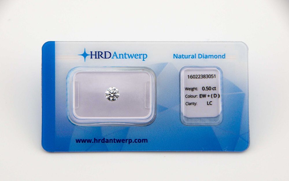 Naturalny diament/brylant, bardzo rzadki o doskonałym szlifie, bieli i czystości 0,5ct. D(EW+), LC, Ex/Ex/Ex. Idealny dla kolekcjonerów.