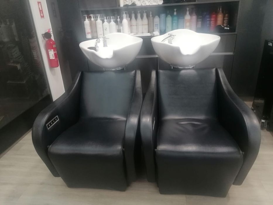 Cadeiras de lavagem com massagem cabeleireiro