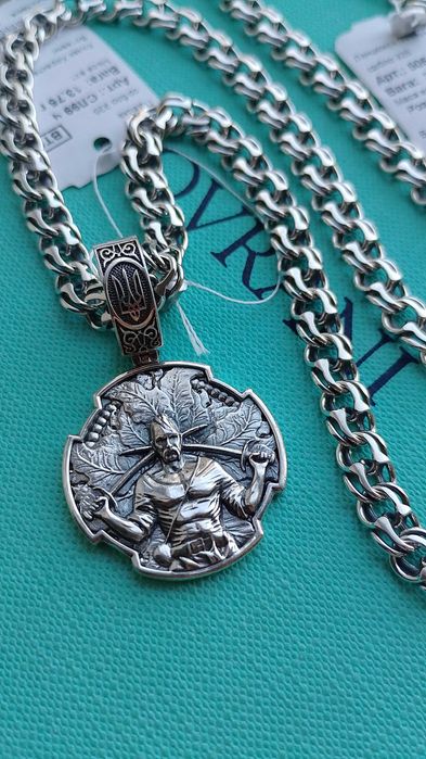 Массивная серебряная ладанка иконка, мужской подвес, Святой Николай.