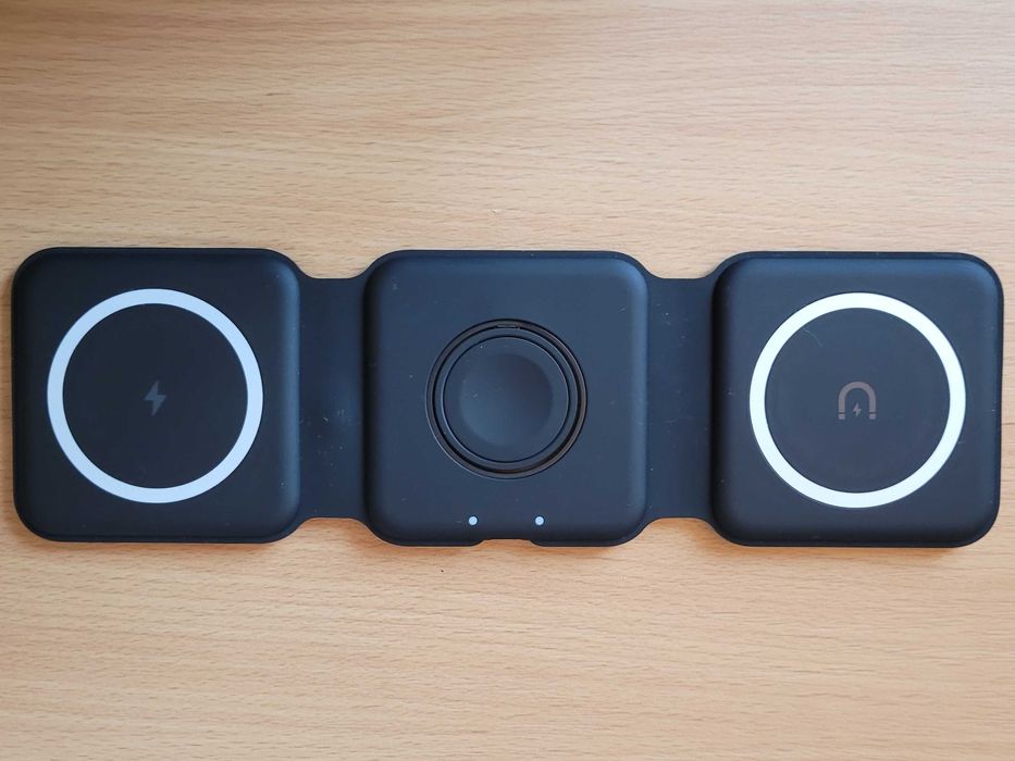 Składana bezprzewodowa ładowarka indukcyjna 3 w 1 czarna do Apple