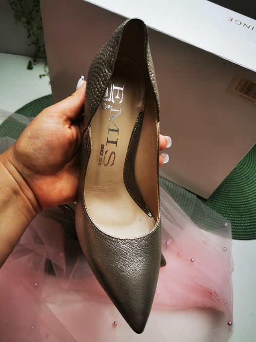 Buty ślubne nowe skórzane złote 36,5
