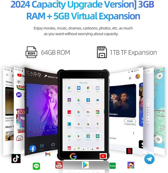 PRITOM Tab 7 Pro 3/64GB Протиударний чохол, Android 14, 3500mAh, 7" 8