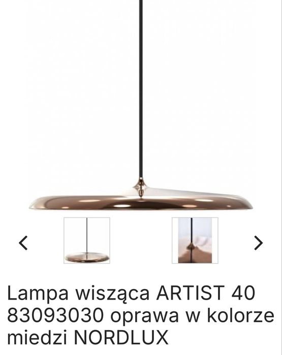 Miedziana lampa wisząca Artist 40