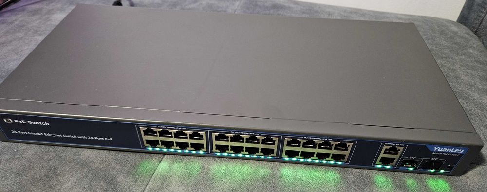 YuanLey 28-portowy Gigabitowy Przełącznik PoE z 24-portowym PoE +400W