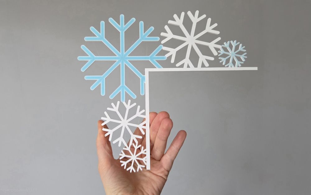 Декоративний кутик на двері зі сніжинками, 3D-друк