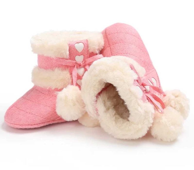 ŚNIEGOWCE kozaki ciepłe NIECHODKI 17/18/19/20/21 RÓŻOWE z futerkiem