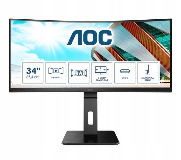 Monitor LED AOC CU34P2C 34 " 3440 x 1440 px VA powystawowy sklep Aleksandrów FV 23%
