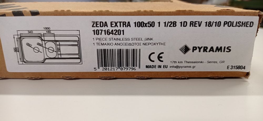 Zlewozmywak Pyramis ZEDA EXTRA 100×50 1 1/2B