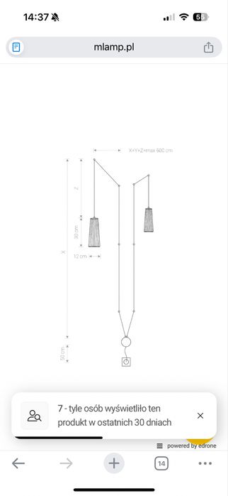 Lampa scienna wiszaca Dover II czarna 11220 Nowodvorski