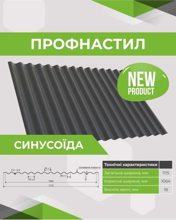 Профнастил волновой, металлический шифер