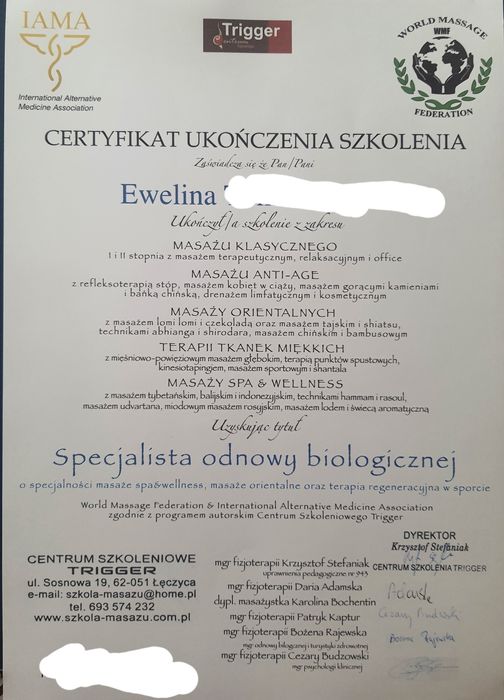 Masaże relaksacyjne I lecznicze