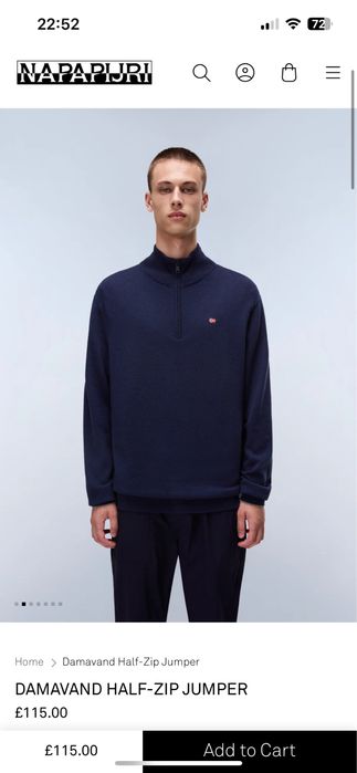 NAPAPIJRI (S/M/L) Merino Wool DAMAVAND HALF-ZIP Jumper свитер мужской