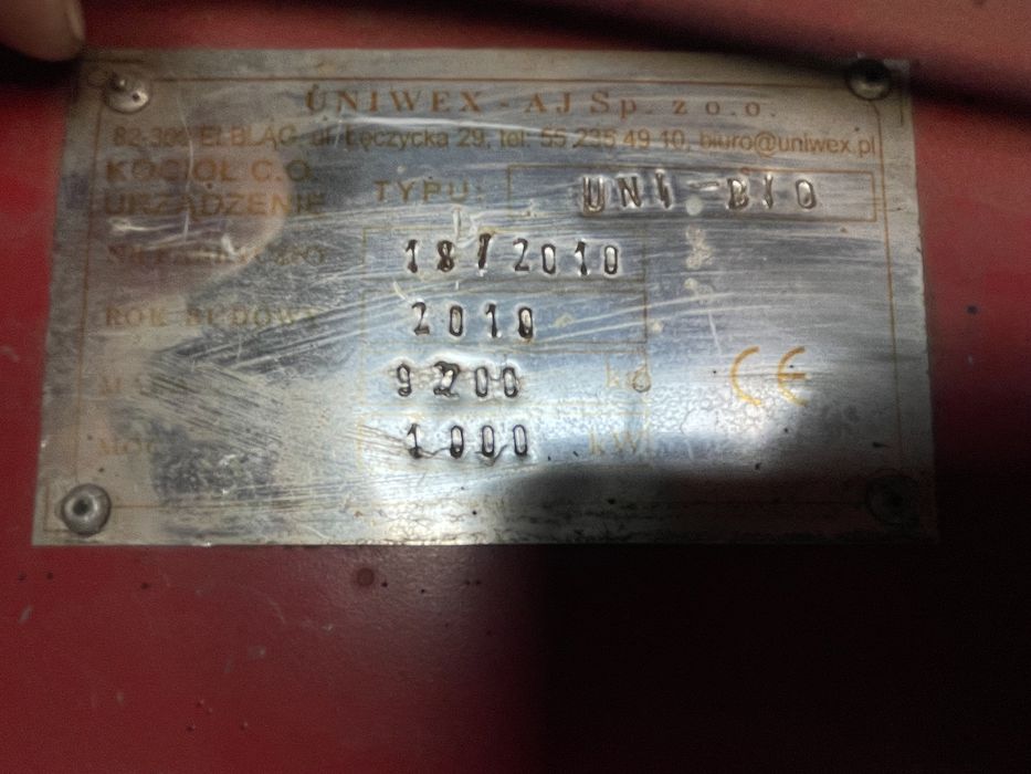 DO KONCA TYG Kocioł AZSO Uniwex 1000kW na biomase zrebke trociny piec