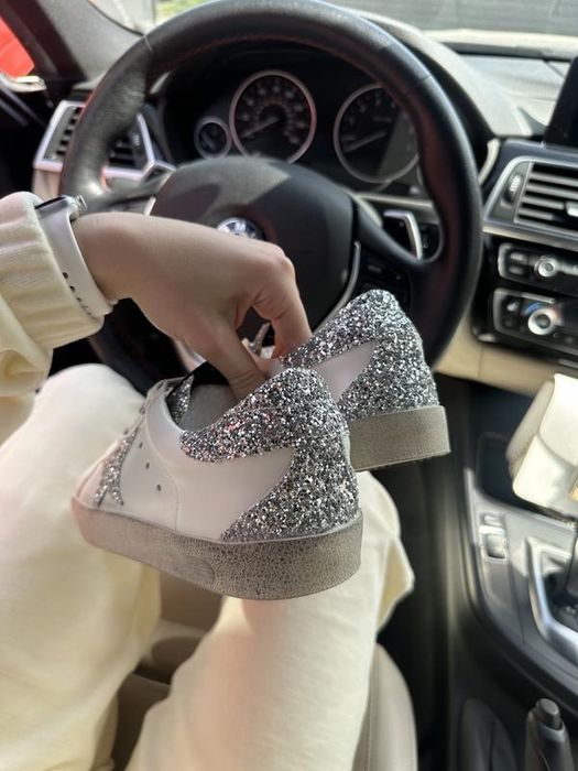 Кросівки Golden Goose White Superstar Glitters/ Снікерси Голден Гус GG