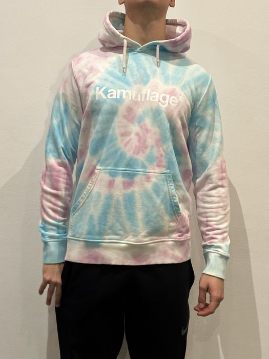 Kamuflage bluza z kapturem z nadrukiem niebieska