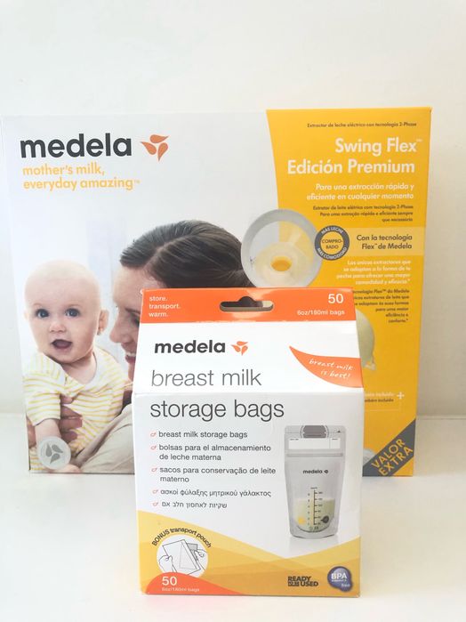 Bomba Medela Swing Flex™ Premium Ed. COMO NOVA + Tetina + 50Sacos NOVO