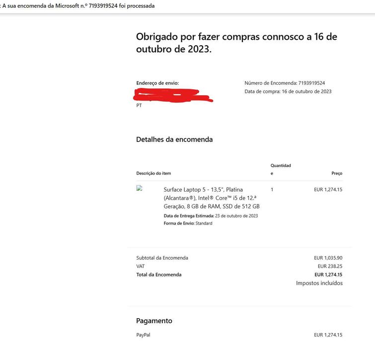 surface laptop 5 i5 512GB (Como Novo]