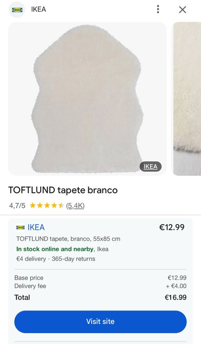 Tapete branco - TOFLUND