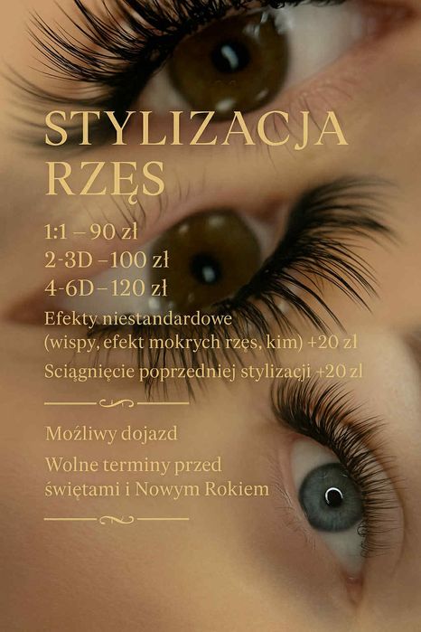 Przedłużanie rzęs/ efekty niestandardowe/ możliwy dojazd