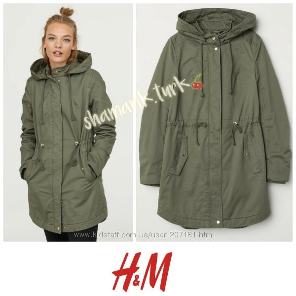 Женская парка H&M хаки, куртка, ветровка, карточка