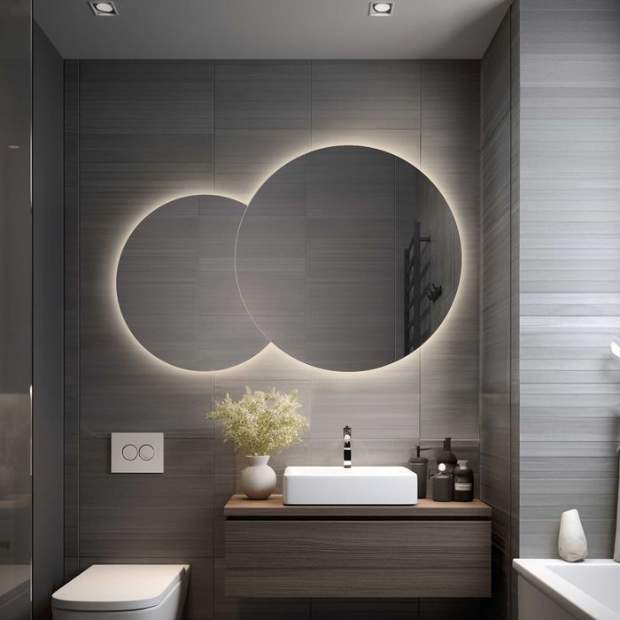 Lustro łazienkowe UNIVERSE CUT LED FI90/FI70 cm - ALFARAM