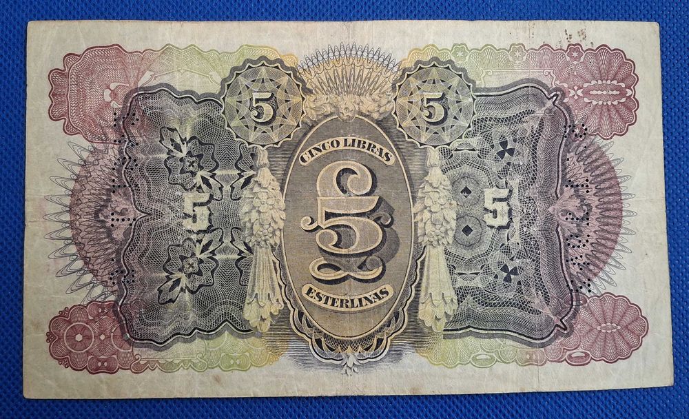 Portugal / Moçambique - 5 libras esterlinas 1934 (Ver as fotos)