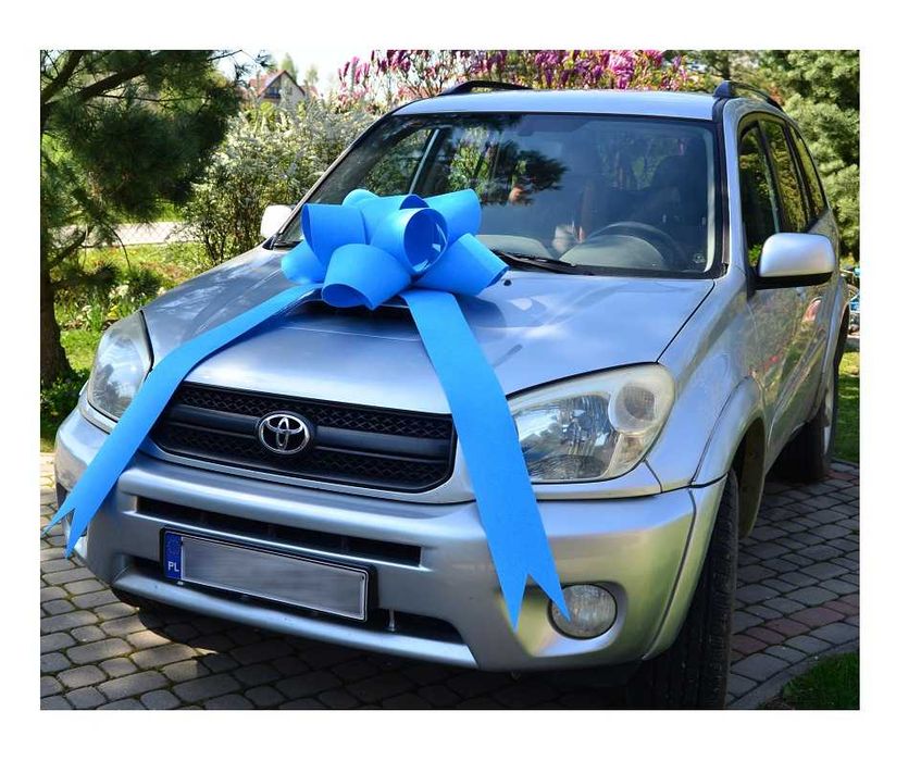 NOWOŚĆ! Niebieska Czerwona Kokarda na Samochód Auto Prezent ślubny