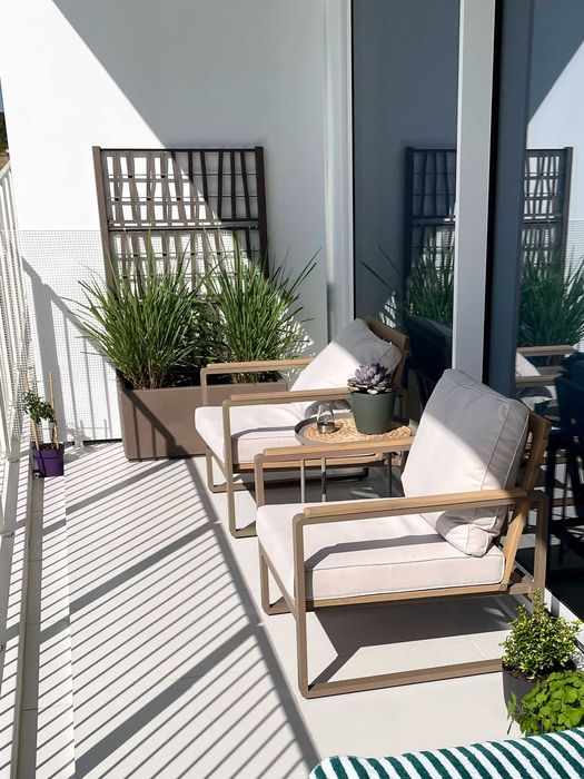 Pack de 2 cadeirões de jardim em alumínio e madeira de acácia