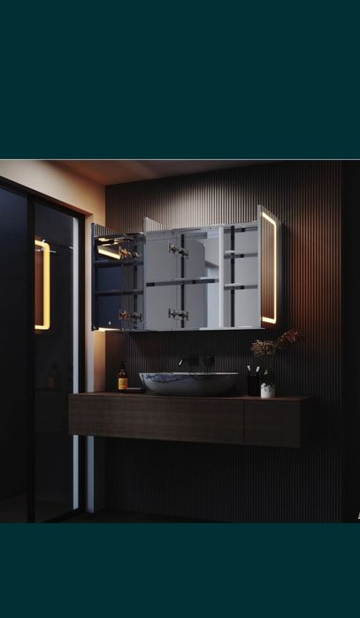 Szafka łazienkowa wisząca z lustrem LED 105x65 cm Generic Sonni biała