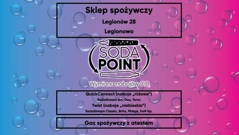 Sodastream Legionowo, Legionów 28 Wymiana nabojów CO2